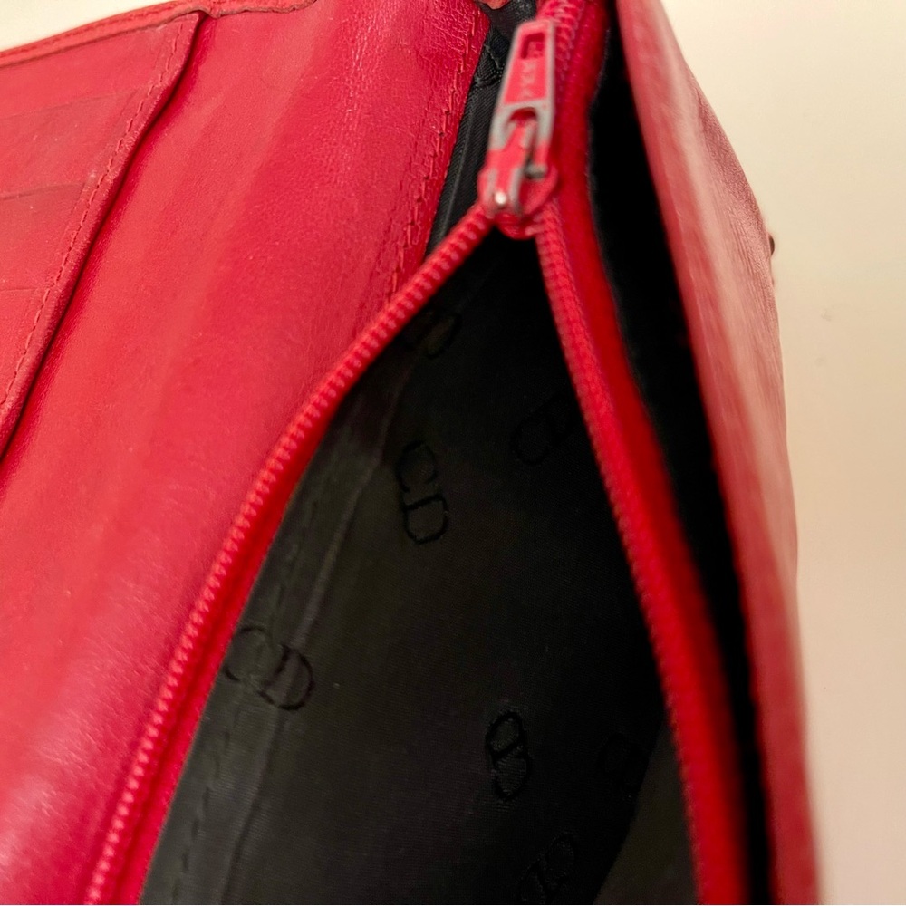 Vintage Christian Dior Red Pebbled Leather Continental Wallet - Picture 6 of 12